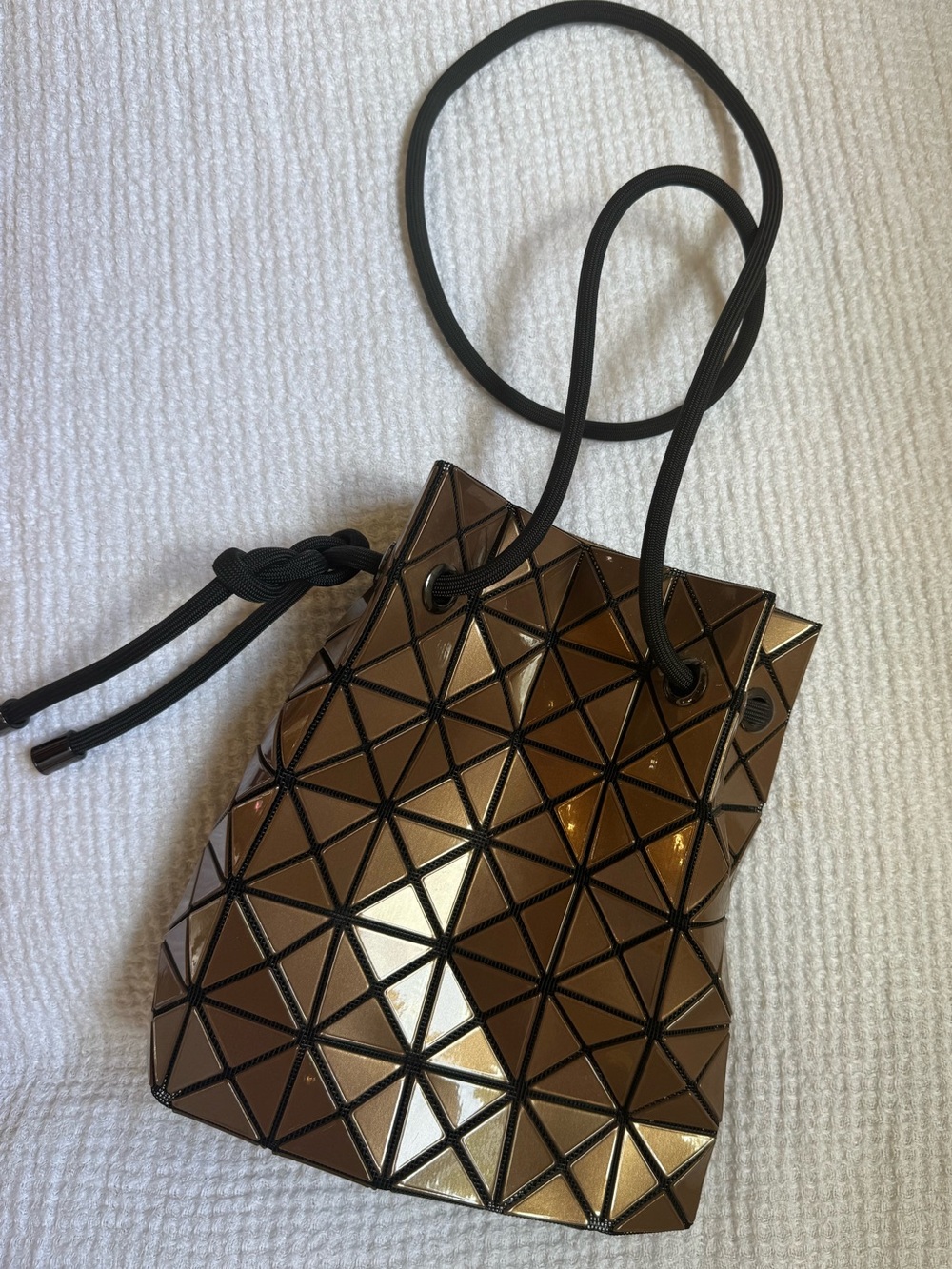 Issey Myake Baobao Metallic Bronze Geometric Drawstring bag